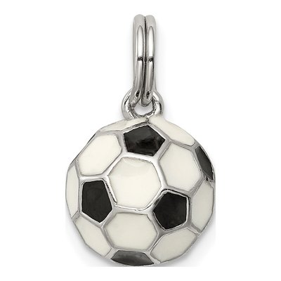 Sterling Silver Enameled Soccer Ball Charm