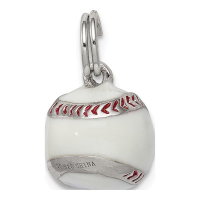 Sterling Silver Enamel Baseball Pendant – view 5