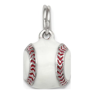 Sterling Silver Enamel Baseball Pendant