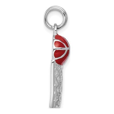 Sterling Silver Enamel Basketball Hoop Charm – view 3