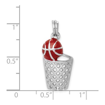 Sterling Silver Enamel Basketball Hoop Charm – view 4