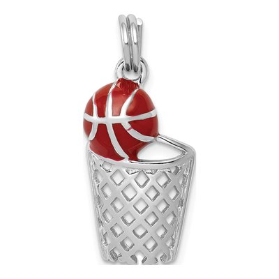 Sterling Silver Enamel Basketball Hoop Charm