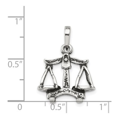 Sterling Silver Antiqued Libra Zodiac Pendant – view 4