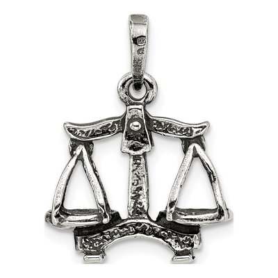 Sterling Silver Antiqued Libra Zodiac Pendant – view 5
