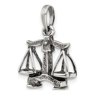 Sterling Silver Antiqued Libra Zodiac Pendant – view 6