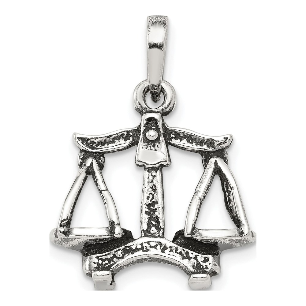 Sterling Silver Antiqued Libra Zodiac Pendant