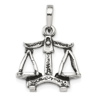 Sterling Silver Antiqued Libra Zodiac Pendant
