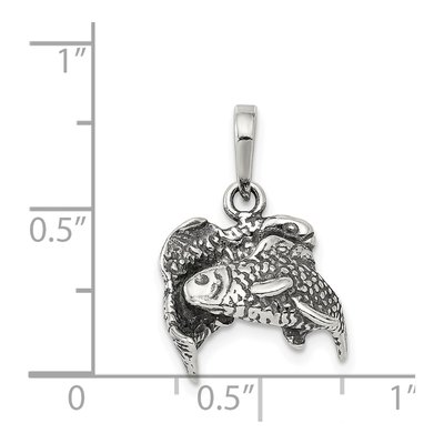 Sterling Silver Antiqued Pisces Zodiac Pendant – view 4