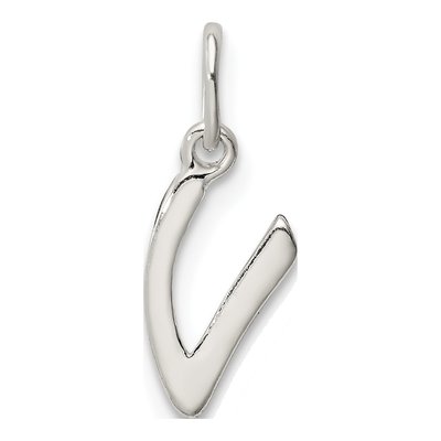 Sterling Silver Letter V Pendant – view 3