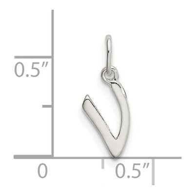 Sterling Silver Letter V Pendant – view 4