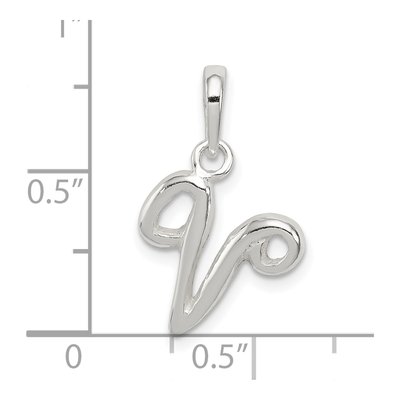 Sterling Silver Letter V Pendant – view 4