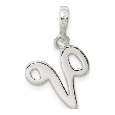 Sterling Silver Letter V Pendant – view 5