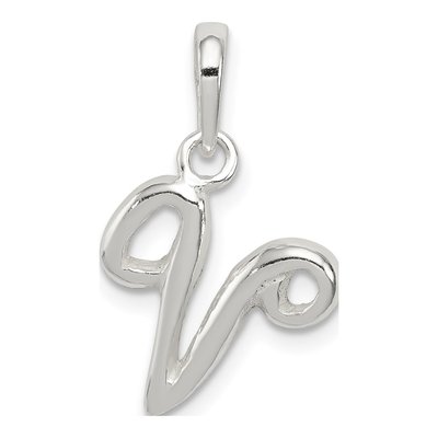 Sterling Silver Letter V Pendant