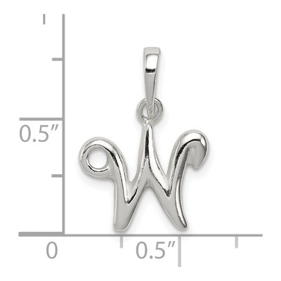 Sterling Silver Letter W Pendant – view 3