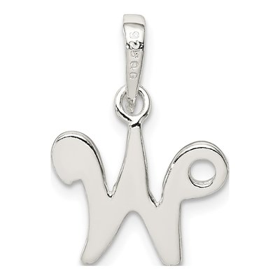 Sterling Silver Letter W Pendant – view 4