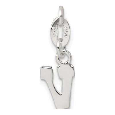 Sterling Silver Letter V Charm – view 4