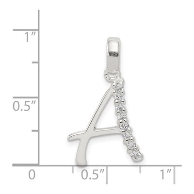 Sterling Silver CZ Letter A Pendant – view 4