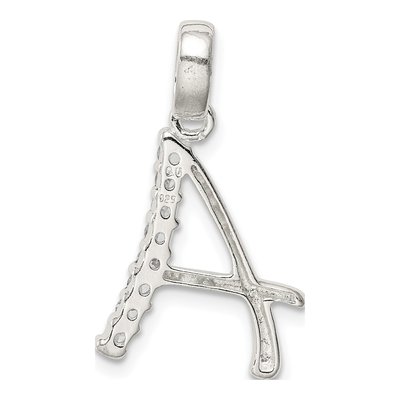 Sterling Silver CZ Letter A Pendant – view 5