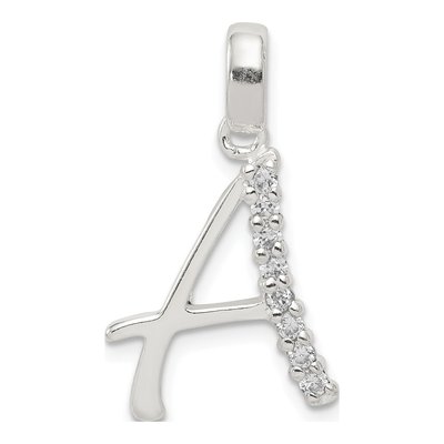 Sterling Silver CZ Letter A Pendant
