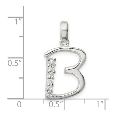 Sterling Silver CZ Letter B Pendant – view 3