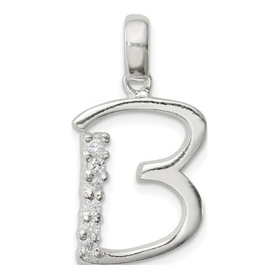 Sterling Silver CZ Letter B Pendant