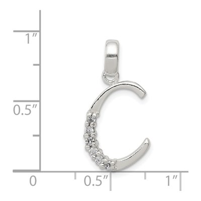 Sterling Silver CZ Letter C Pendant – view 3