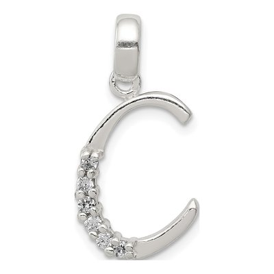 Sterling Silver CZ Letter C Pendant