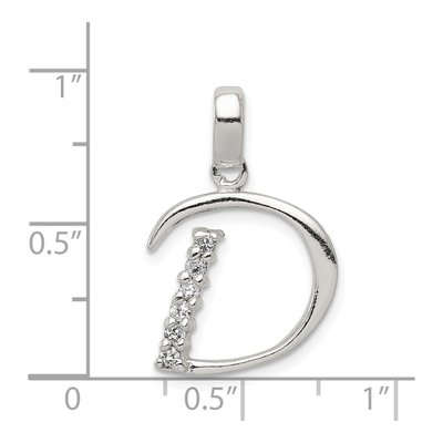 Sterling Silver CZ Letter D Pendant – view 4