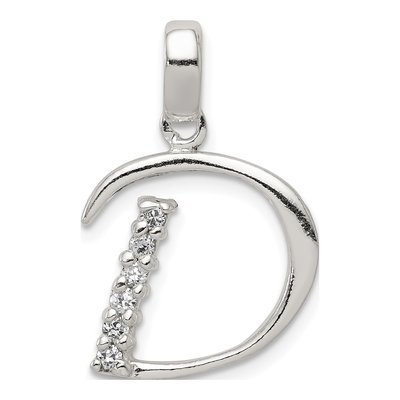 Sterling Silver CZ Letter D Pendant