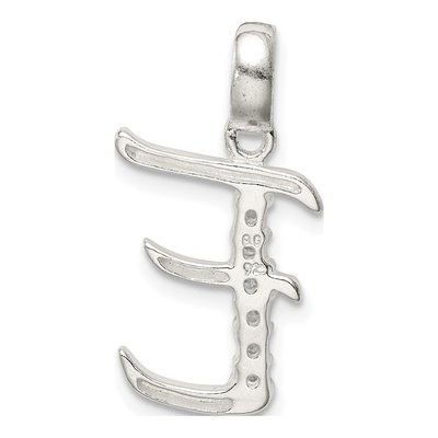 Sterling Silver CZ Letter E Pendant – view 4