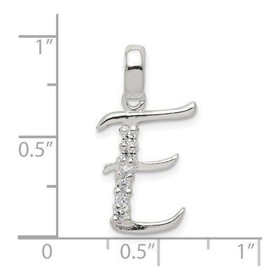 Sterling Silver CZ Letter E Pendant – view 5