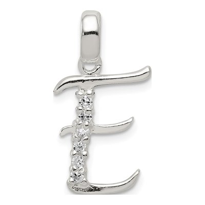 Sterling Silver CZ Letter E Pendant