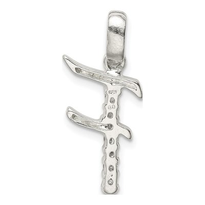 Sterling Silver CZ Letter F Pendant – view 3