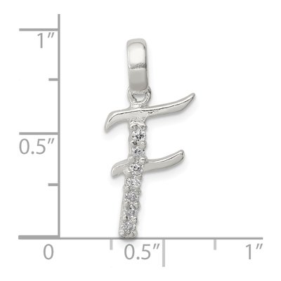 Sterling Silver CZ Letter F Pendant – view 4