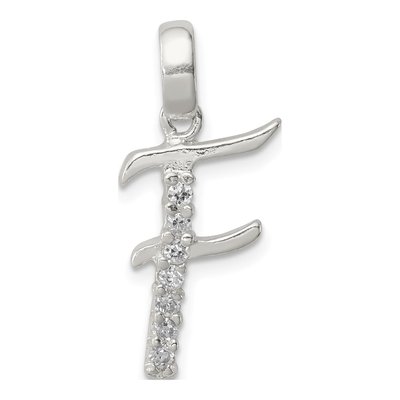 Sterling Silver CZ Letter F Pendant