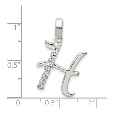 Sterling Silver CZ Letter H Pendant – view 5