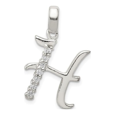 Sterling Silver CZ Letter H Pendant
