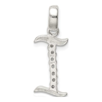 Sterling Silver CZ Letter I Initial Pendant – view 3