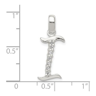 Sterling Silver CZ Letter I Initial Pendant – view 4