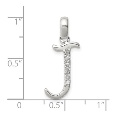 Sterling Silver CZ Letter J Pendant – view 5