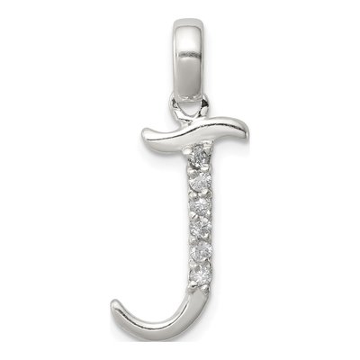 Sterling Silver CZ Letter J Pendant