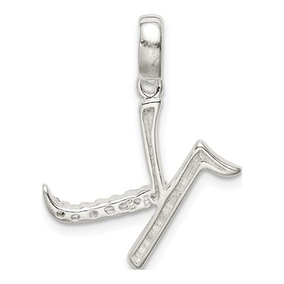 Sterling Silver CZ Letter K Pendant – view 3