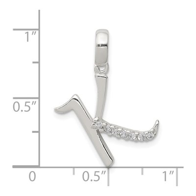 Sterling Silver CZ Letter K Pendant – view 4