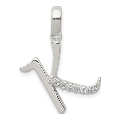 Sterling Silver CZ Letter K Pendant