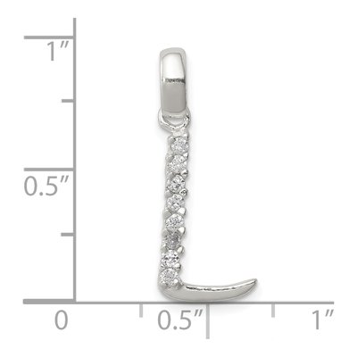 Sterling Silver CZ Letter L Pendant – view 5