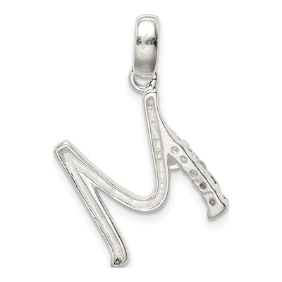 Sterling Silver CZ Letter M Pendant – view 3