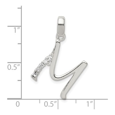 Sterling Silver CZ Letter M Pendant – view 4