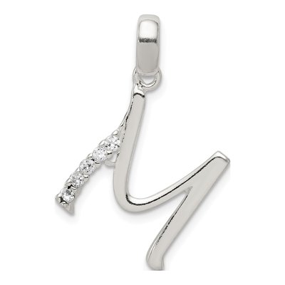 Sterling Silver CZ Letter M Pendant