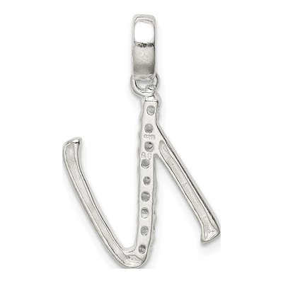 Sterling Silver CZ Letter N Pendant – view 4