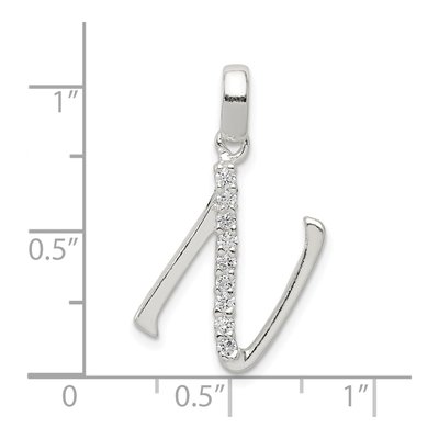 Sterling Silver CZ Letter N Pendant – view 5